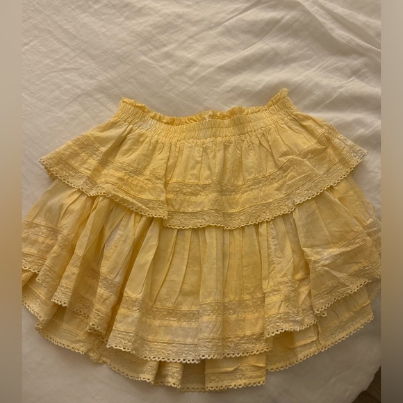 LoveShackFancy Ruffle Mini Skirt - Yellow - Size Medium - Picture 2 of 5